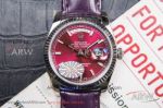 NS Factory Rolex Day Date Fluted Bezel Cherry Red Satin Dial 36mm V3 Upgrade 2836-2 Automatic Watch